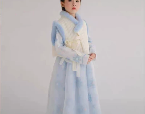 儿童高端礼服中国风汉服女童长袖爱莎公主裙春...