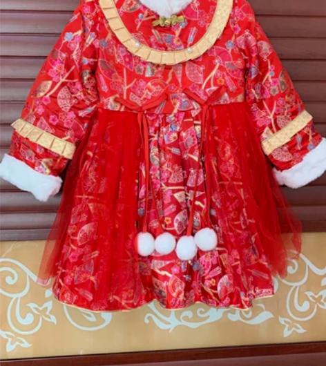 女童拜年服汉服连衣裙110码 全新有吊牌 ...