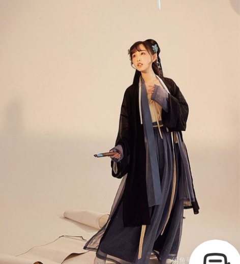 十三余小豆蔻儿[墨者] 双层拼接褙子纯色宋...