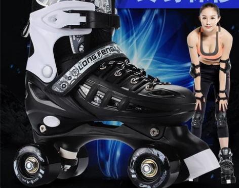 ?溜冰鞋成人双排轮旱冰鞋儿童四轮滑冰鞋男女...