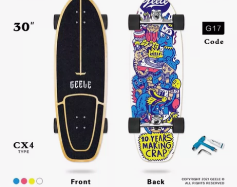 Geele陆地冲浪板滑板鱼板CX4初学者冲...