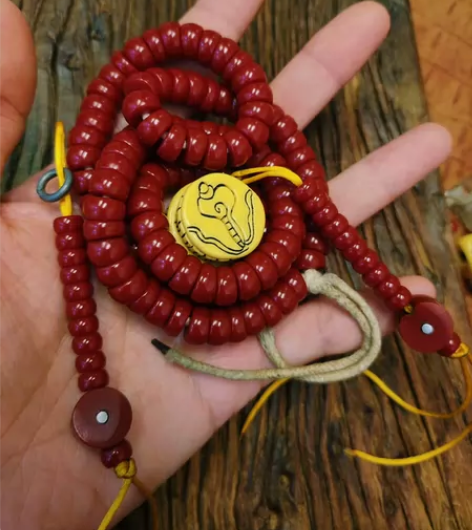 红料器赛璐璐108颗一藏式佛珠文玩手串 尺...