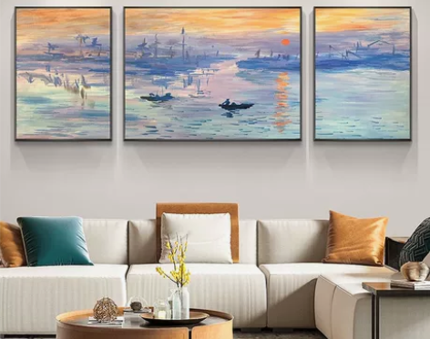 肌理画现代简约客厅装饰画抽象三联画沙发背景...