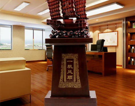现代客厅装饰品 一帆风顺摆件大树脂帆船工艺...