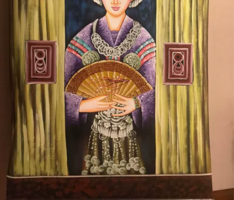 手绘苗族姑娘 高55 宽40 主画前面完美...