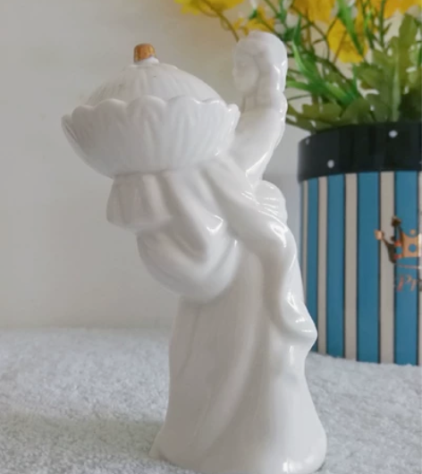 美女花托杯陶瓷香薰摆件，二十多年前出口尾货...