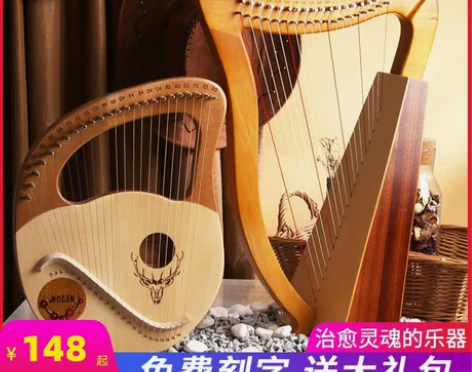 竖琴弦 竖琴乐器莫琳24弦19音莱雅琴16...