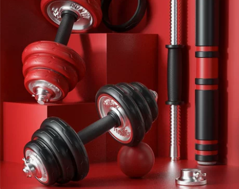 朗威哑铃男士家用电镀铸铁哑铃套装 健身器