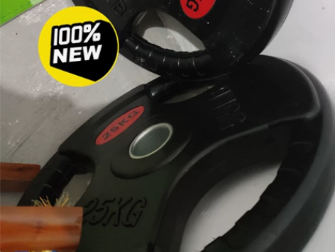 25kg全新包胶杠铃片一对，同城自提 感兴...