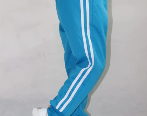 天蓝宝蓝双杠小脚束脚显瘦初中高中学生春秋校...