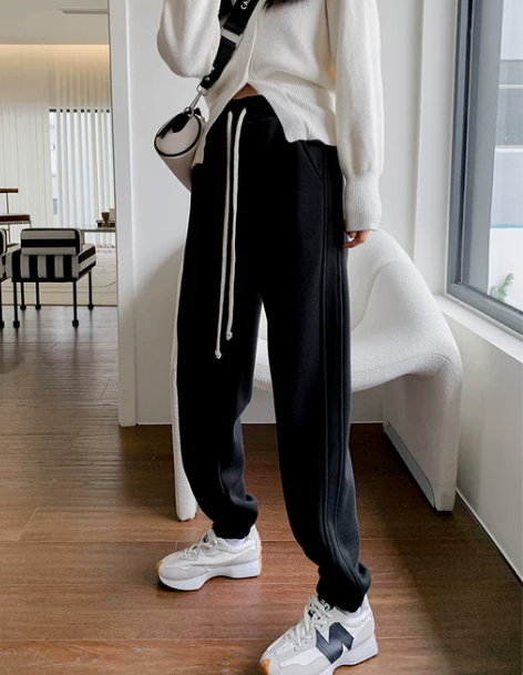 运动裤女 运动裤夏季黑色女2023春秋宽松...