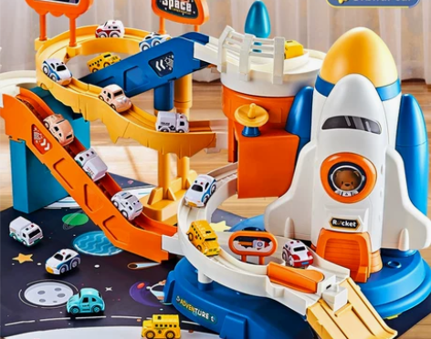 太空轨道车闯关大冒险汽车大楼停车场小火车儿...