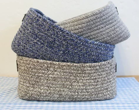 北欧ins编织加厚棉线桌面收纳筐简约置物篮...