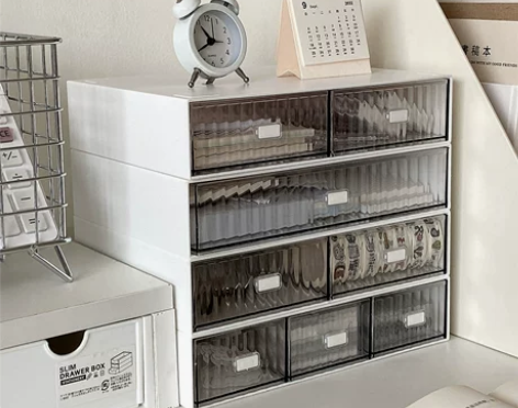 桌面收纳盒透明亚克力抽屉式置物架宿舍办公室...