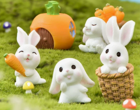 7件套 超可爱微景观卡通兔子盆景装饰多肉汽...