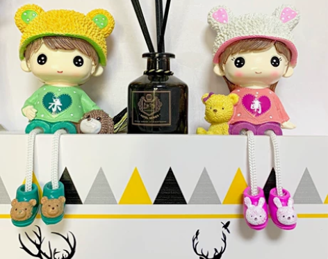 卡通呆萌吊脚娃娃浪漫情侣创意房间摆件生日礼...