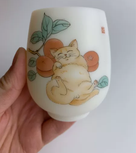 纯手绘高白素烧主人杯，单个茶盏品茗杯 卖家...