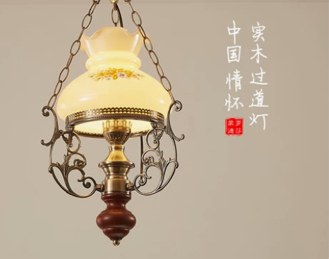 Vintage意大利琉璃手绘中古吊灯 煤油...