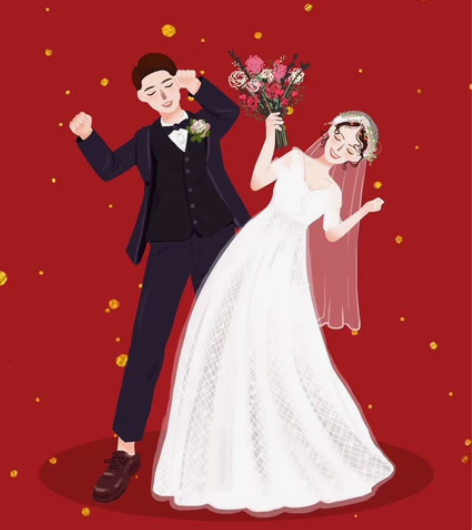 婚礼请柬    插画定制  摆台设计   ...