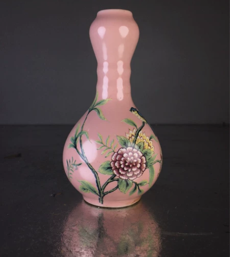 农村收来古玩杂项收藏乾隆年粉彩花鸟图纹葫瓷...