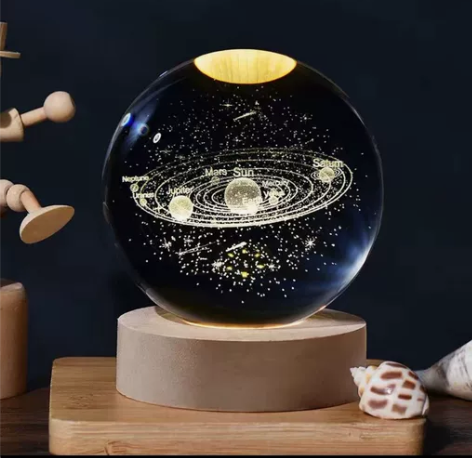 发光水晶球桌面小夜灯创意摆件玻璃球装饰品七...