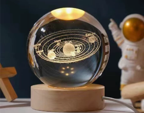 新年发光宇宙系列水晶球小夜灯桌面卧室摆件情...