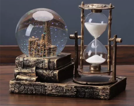 水晶球复古沙漏摆件家居客厅创意音乐盒装饰品...