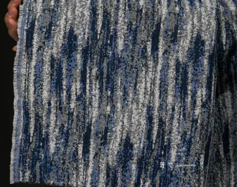 流星深蓝色织提花牛仔布 再造渐变肌理洗水创...