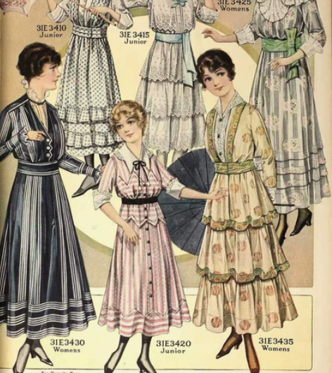 vintage欧美服装设计图纸画册手绘参考...