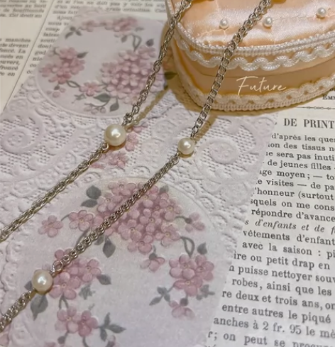 vintage珍珠基础长项链毛衣链项链西洋...