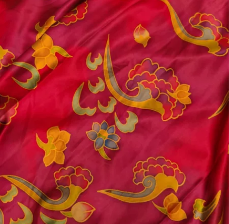 【手绘紫祥云】玉家的单面缎约45姆米香云纱...