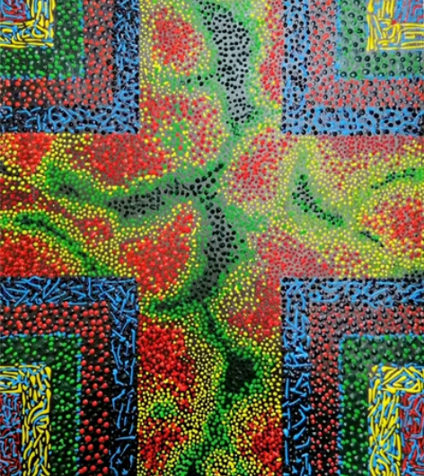 木板丙烯作品《十字系列之八》尺寸45x30...