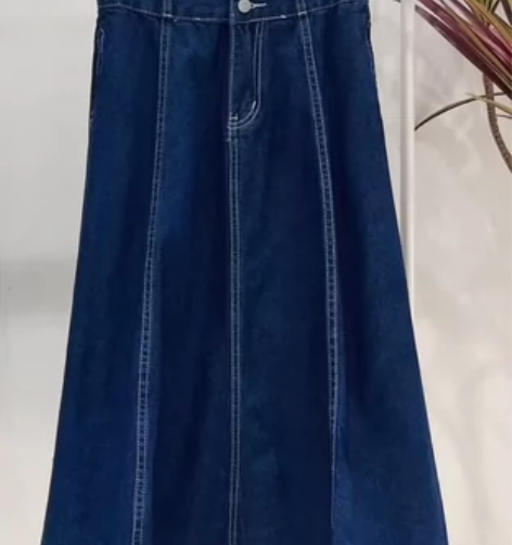 全新牛仔伞裙半身裙女高腰显瘦适合胯宽a字大...