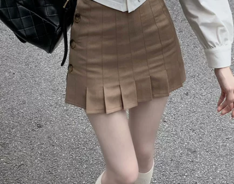 JMSHOP 高校学妹 学院风百褶裙显瘦短...