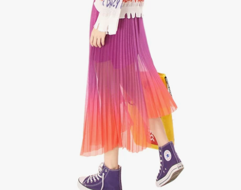 DNCY渐变飘逸网纱百褶半身裙 感兴趣的话...
