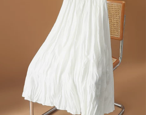 杏色褶皱半身裙女秋冬2022新款高腰百褶裙...