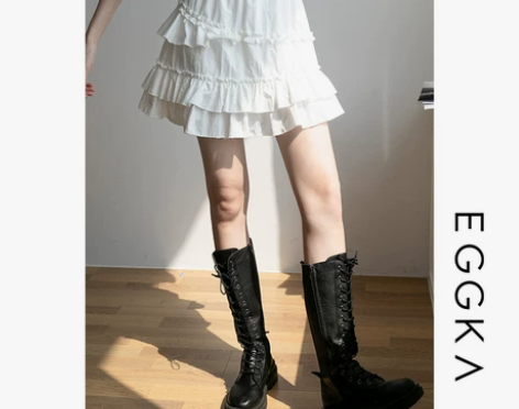 ?EGGKA荷叶边不规则半身裙女夏季新款高...