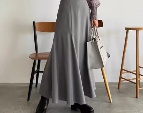 22AW日系MJ松紧高腰绑带设计复古鱼尾摆...