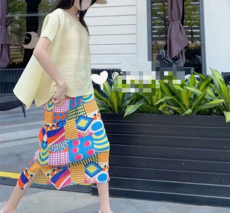 炸街款百褶皱小众半身裙女夏高腰半裙复古民族...