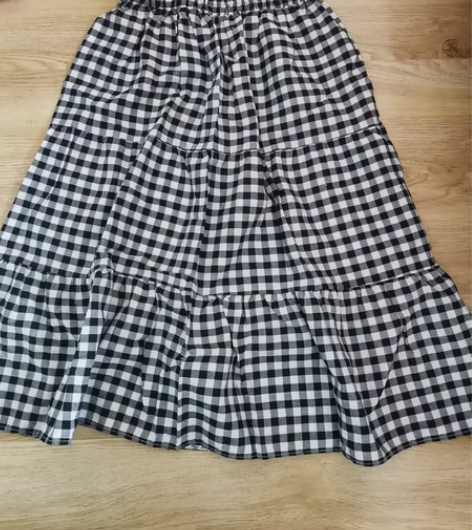 全新百搭格子半身裙纯棉蛋糕裙文艺风均码 腰...