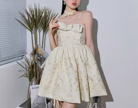 设计感小众连衣裙法式公主风蓬蓬裙小礼裙优雅...