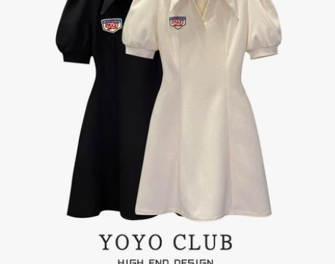 YOYO CLUB大码女装学院风纯欲收腰p...