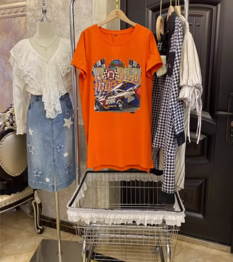 短袖女宽松慵懒风上衣夏2023新款韩版中长...