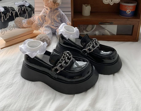 松糕厚底小皮鞋女英伦风2023新款圆头玛丽...