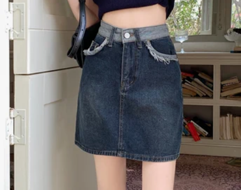 牛仔短裙女夏季大码微胖mm高腰显瘦辣妹包臀...
