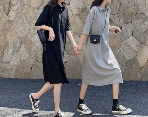 韩版小清新港风polo衫女2022夏网红中...