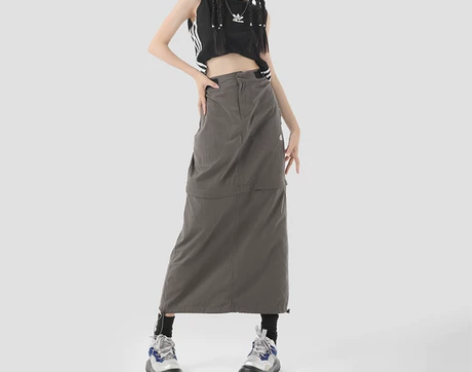 RNBN高腰工装半身裙女2023春季新款B...