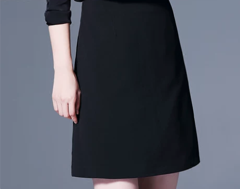 璐丝百丽黑色半身裙女气质a字裙包臀短裙职业...