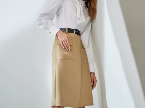 欧时力21春新品配腰带工装风搭片a字高腰中...