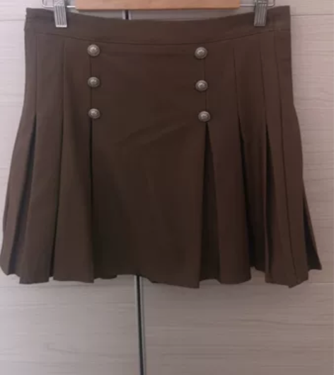 王少女的店 咖色百褶裙夏季设计感小众高腰日...